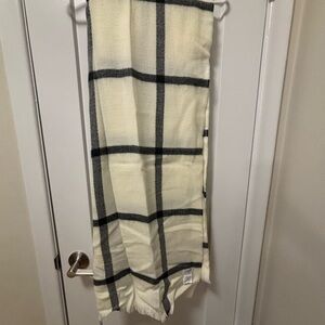 J. Crew Black and Cream Plaid Scarf